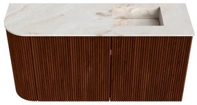Mondiaz Joya DLux 80cm toiletmeubel ronding links ruby met wastafel faye rechts 1 kraangat frappe