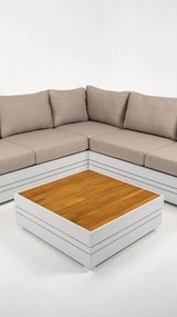 DATHO OUTDOOR Hoek Loungeset - Formentera - Aluminium - Teak - Frost White - Datho Outdoor