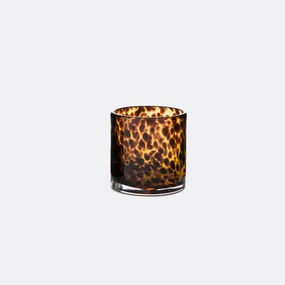 Set van 2 kaarshouders in amberkleurig glas, Fauvita