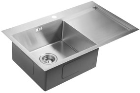 Sapho Kiva spoelbak 79x48x20cm links met kraangat RVS
