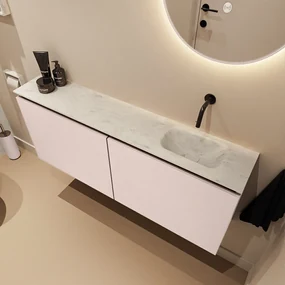 Mondiaz Ture DLux toiletmeubel 120cm rosee met wastafel opalo rechts zonder kraangat