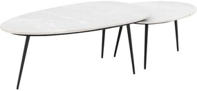 Goossens Salontafel Enzo ovaal, marmer wit, elegant chic, 110 x 40 x 55 cm