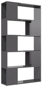 vidaXL Boekenkast/kamerscherm 80x24x155 cm spaanplaat hoogglans grijs