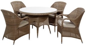 4 Seasons Outdoor Sussex dining set Polyloom taupe      taupe weerbestendig