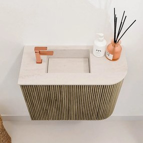 Mondiaz Joya DLux 50cm toiletmeubel ronding rechts dusk met wastafel faye links 1 kraangat meli