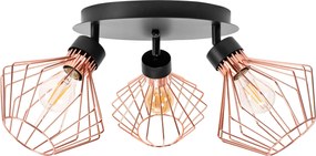 Drievoudige lamp, metalen loft plafond, zwarte roos APP536-3C