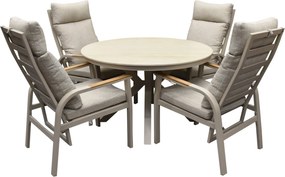 Samantha Kota dining tuinset 120xH75 cm 5 delig latte verstelbaar keramiek