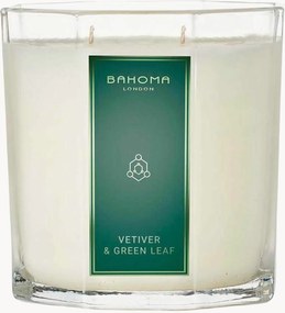 Met de hand gegoten tweelichts geurkaars (vetiver & groene bladeren)