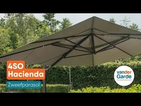4-Seasons zweefparasol Hacienda 300 x 400 - Taupe met voet en hoes