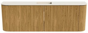 Mondiaz Joya DLux 125cm toiletmeubel ronding links/rechts oak met wastafel faye midden 1 kraangat meli