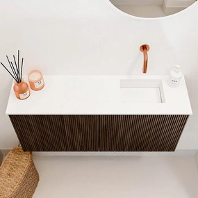Mondiaz Joya 90cm toiletmeubel walnut met wastafel faye rechts zonder kraangat talc