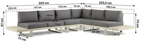 Hoek loungeset 6 personen Aluminium Taupe  Lifestyle Garden Furniture Lorenzo