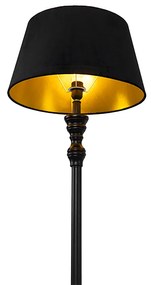 Smart vloerlamp met dimmer zwart met kap zwart met goud 45 cm incl. Wifi A60 - Classico Klassiek / Antiek E27 Binnenverlichting Lamp