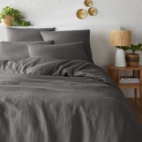 Dubbelzijdig dekbedovertrek in gewassen linnen en gewassen katoen Annaba