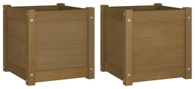 vidaXL Plantenbakken 2 st 40x40x40 cm massief grenenhout honingbruin
