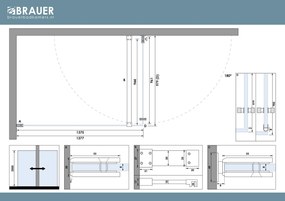 Brauer Void Carving profielloze douchecabine 100x140cm RVS geborsteld PVD