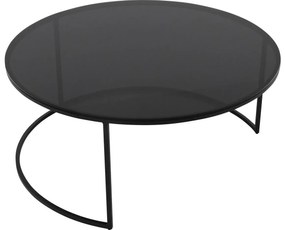 Goossens Salontafel Arendal rond, glas zwart, elegant chic, 90 x 39 x 90 cm