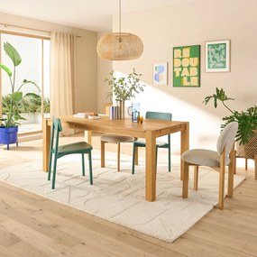 Uitschuifbare eiken eettafel, 6 tot 10 couverts, ADELITA