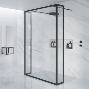 Riho Lucid GD404S vrijstaande douchewand met draaibare zijwand 120cm zwart mat