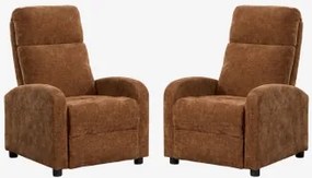 Set Van 2 Gestoffeerde Relaxfauteuils Libuliana Chenille Roestbruin - Sklum