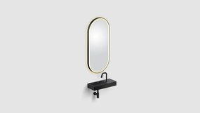 Clou Look at Me ovale spiegel met satijnrand en LED-verlichting 45x100cm zwart mat