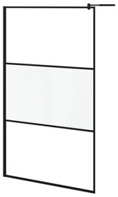 vidaXL Inloopdouchewand 115x195 cm mat ESG-glas zwart