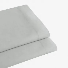 Bovenlaken In Percal Katoen Van 180 Draden Voor Een Bed Van 90 Cm Agassi Blauwe Nevel & Bed 90cm (160 X 280 Cm) - Sklum