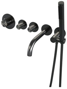 Brauer Stripe inbouw badkraan met staafhanddouche gunmetal geborsteld PVD