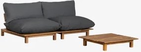 Woonkamerset Met 2-delige Modulaire Relaxbank En Salontafel In Brina Acaciahout Grijs – Grafiet - Sklum