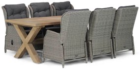 Tuinset 6 personen 240 cm Wicker Grijs Garden Collections Edingburgh/Oregon