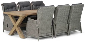 Tuinset 6 personen 240 cm Wicker Grijs Garden Collections Edingburgh/Oregon