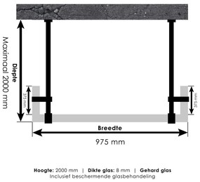 Brauer JC profielloze doorloopdouche 100/40/40cm gunmetal geborsteld