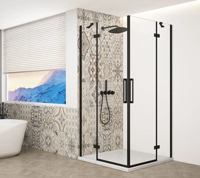 Gelco Trinity douchecabine met hoekinstap 110x100cm helder glas zwart mat
