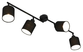 Stoffen Moderne plafondlamp zwart 89,5 cm 4-lichts verstelbaar - Hetta Modern E14 Binnenverlichting Lamp