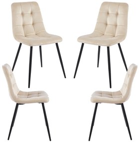 Set 4 Stoelen Stuhl Fluweel