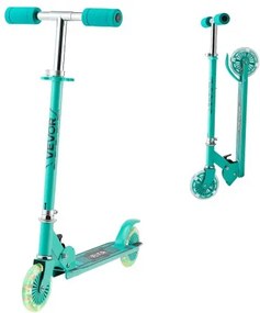 VEVOR Step (2 wielen) voor kinderen vanaf 3 jaar, stadsstep, kinderstep met lichtgevende wielen, in hoogte verstelbaar stuur, antislip deck en opvouwbaar frame, step tot 50 kg, groen