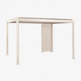 Bioclimatische Aluminiumpergola Met Lamellen En Druvia-paneel Tapioca Beige & Pergola Van 3x4x2,6 M Met 1 Paneel Van 92,5 Cm - Sklum