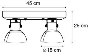 Plafondlamp brons 2-lichts met hout - Mangoes Industriele / Industrie / Industrial E27 Binnenverlichting Lamp