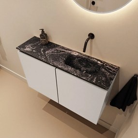 Mondiaz Ture DLux toiletmeubel 80cm linen met wastafel lava rechts zonder kraangat