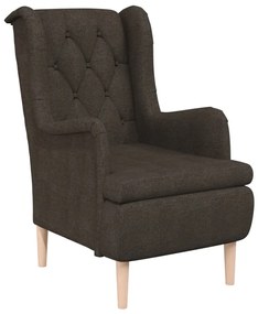 vidaXL Fauteuil met massief rubberwood poten stof donkerbruin