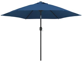 vidaXL Parasol met LED-verlichting en stalen paal 300 cm blauw