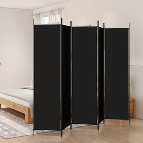 vidaXL Kamerscherm met 5 panelen 250x200 cm stof zwart