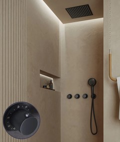 Saniclear Plus Stripes inbouw regendouche met inbouw douchekop 30x30cm en 2 standen handdouche zwart mat