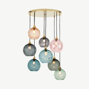 Ilaria extra grote clusterlamp, meerkleurig en messing