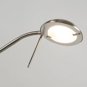 Vloerlamp met dimmer staal en grijs met verstelbare leesarm - Luxor Modern E27 rond Binnenverlichting Lamp