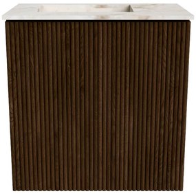 Mondiaz Joya DLux 40cm toiletmeubel walnut met wastafel faye links 1 kraangat frappe
