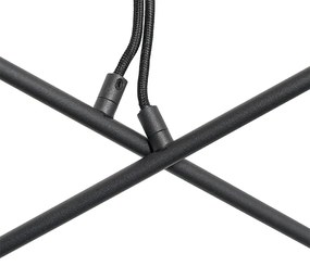 Hanglamp zwart met messing en smoke glas 6-lichts - Vidro