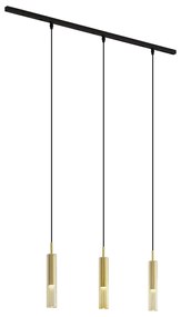 Modern railsysteem zwart met 3 hanglampen goud met amber glas 1-fase - Slimline Loyce Modern G9 Binnenverlichting Lamp