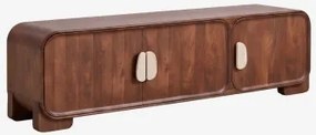 Kivalina Tv-meubel Van Mangohout En Natuursteen Travertijn - Donker Mangohout & 180 X 45 Cm - Sklum