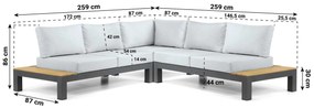 Loungeset 5 personen Aluminium/Teak Grijs Lifestyle Garden Furniture Vittoria